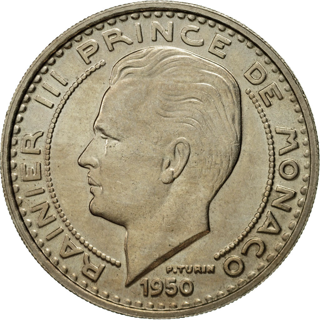 Coin, Monaco, Rainier III, 100 Francs, Cent, 1950, AU(55-58), Copper-nickel