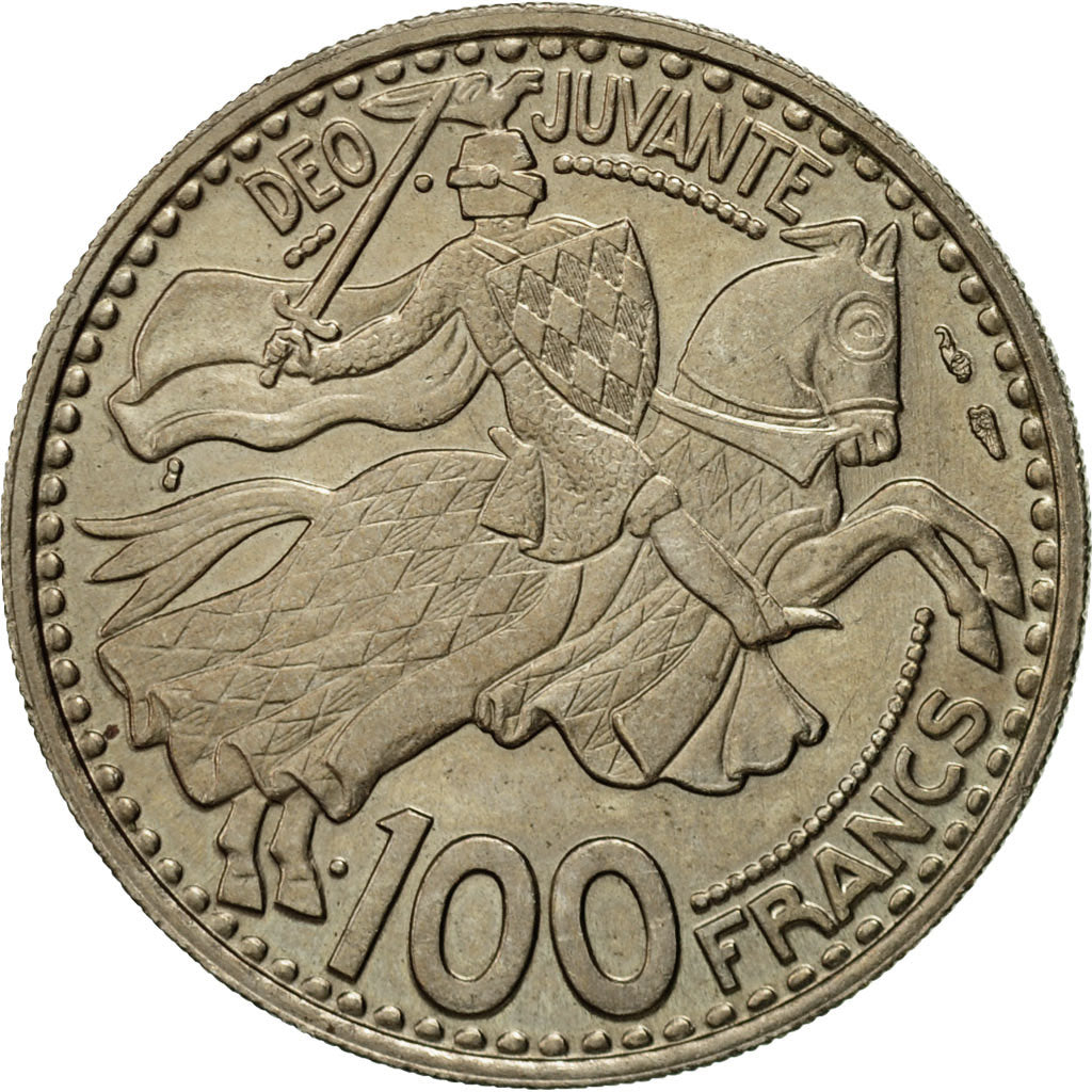 Coin, Monaco, Rainier III, 100 Francs, Cent, 1950, AU(55-58), Copper-nickel