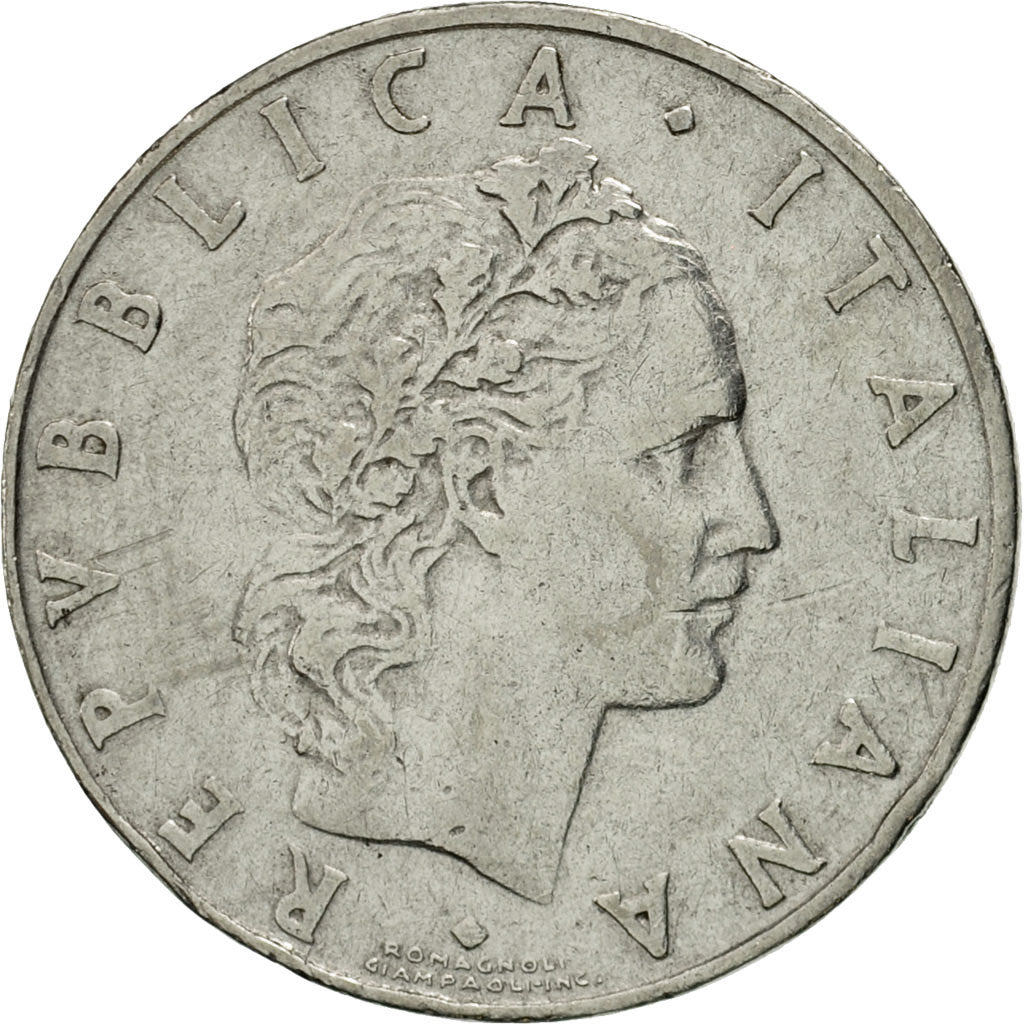 Coin, Italy, 50 Lire, 1956, Rome, EF(40-45), Stainless Steel, KM:95.1