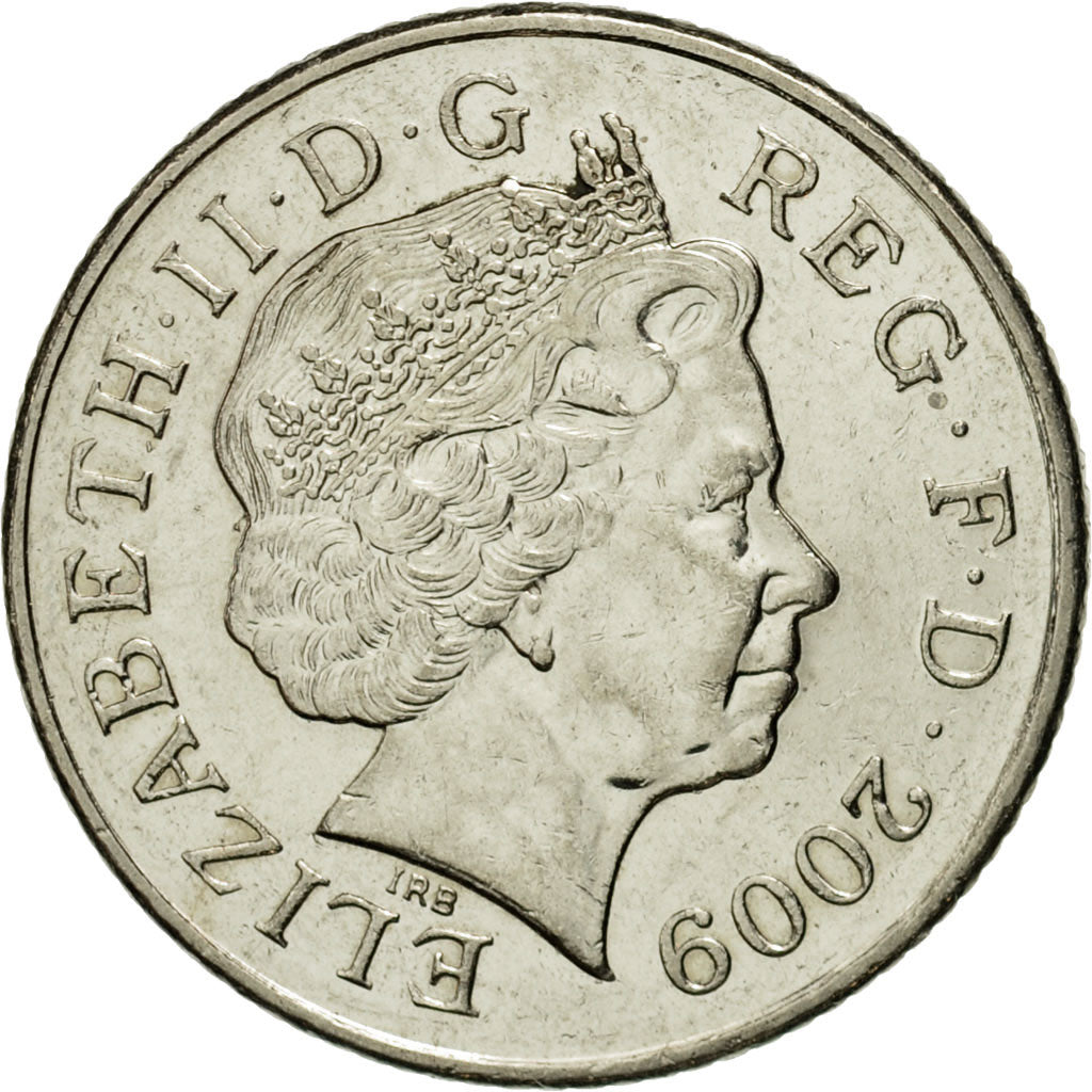 Coin, Great Britain, Elizabeth II, 10 Pence, 2009, AU(55-58), Copper-nickel