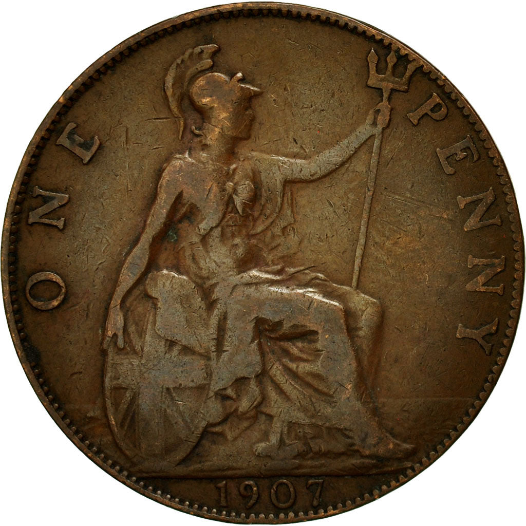 Coin, Great Britain, Edward VII, Penny, 1907, EF(40-45), Bronze, KM:794.2