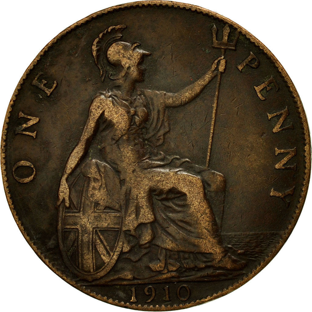 Coin, Great Britain, Edward VII, Penny, 1910, EF(40-45), Bronze, KM:794.2