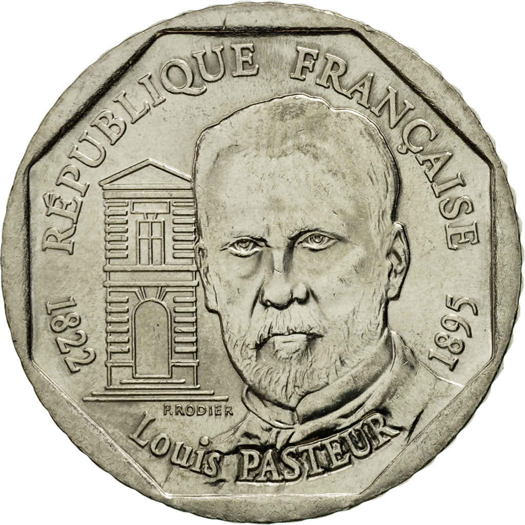 Coin, France, Pasteur, 2 Francs, 1995, Paris, AU(55-58), Nickel, KM:1119