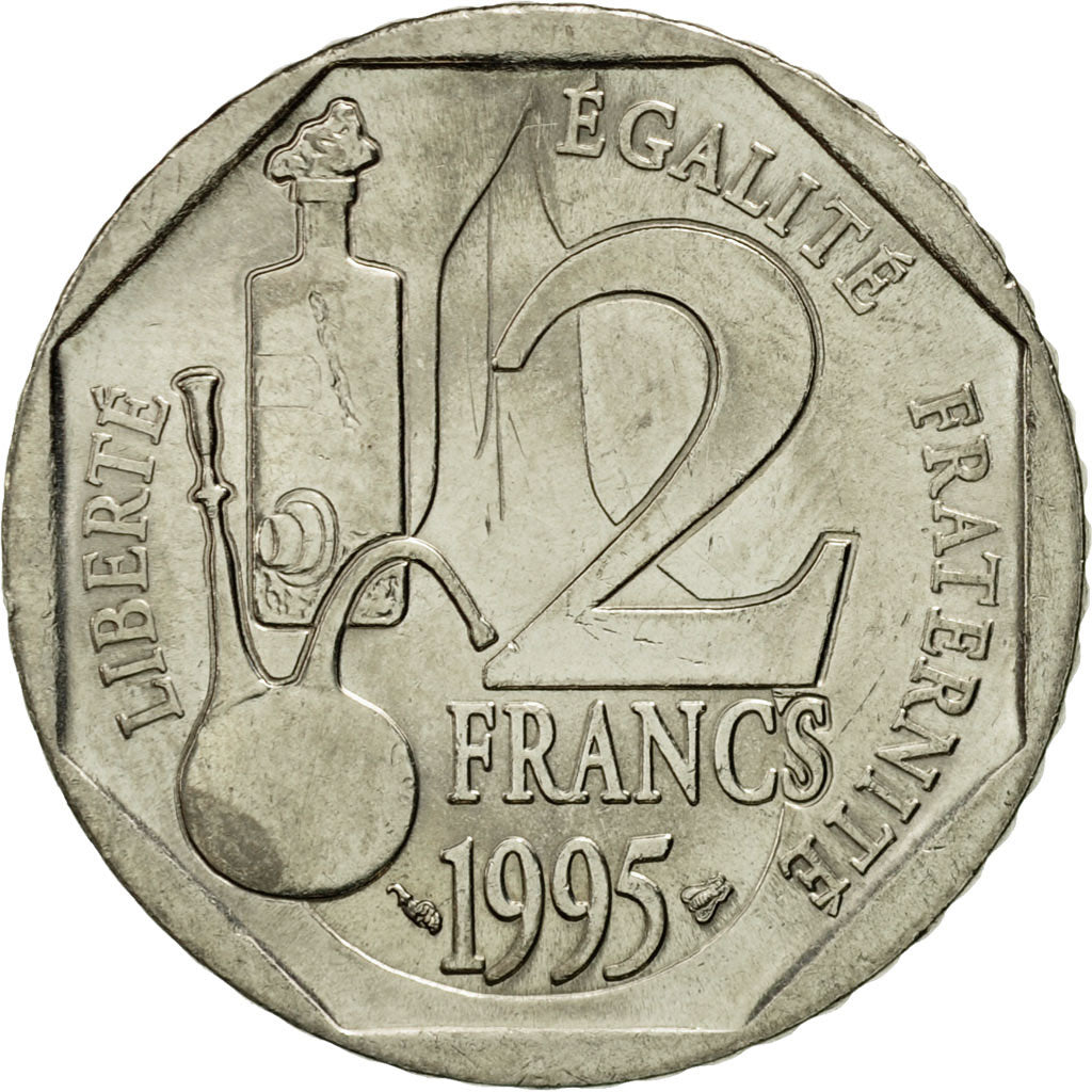 Coin, France, Pasteur, 2 Francs, 1995, Paris, AU(55-58), Nickel, KM:1119