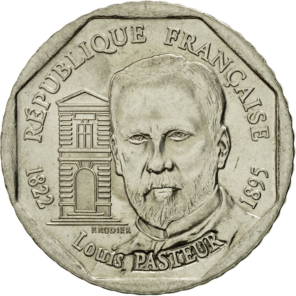Coin, France, Pasteur, 2 Francs, 1995, Paris, AU(55-58), Nickel, KM:1119