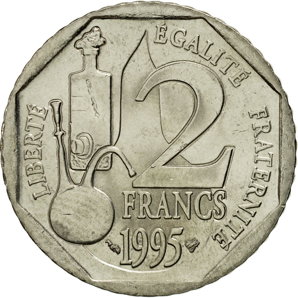Coin, France, Pasteur, 2 Francs, 1995, Paris, AU(55-58), Nickel, KM:1119