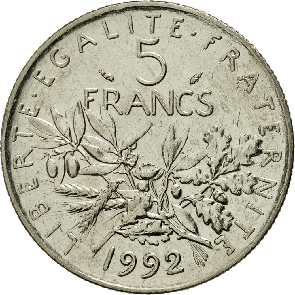 Coin, France, Semeuse, 5 Francs, 1992, Paris, AU(55-58), Nickel Clad