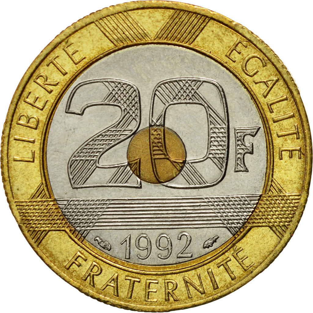 Coin, France, Mont Saint Michel, 20 Francs, 1992, Paris, EF(40-45)