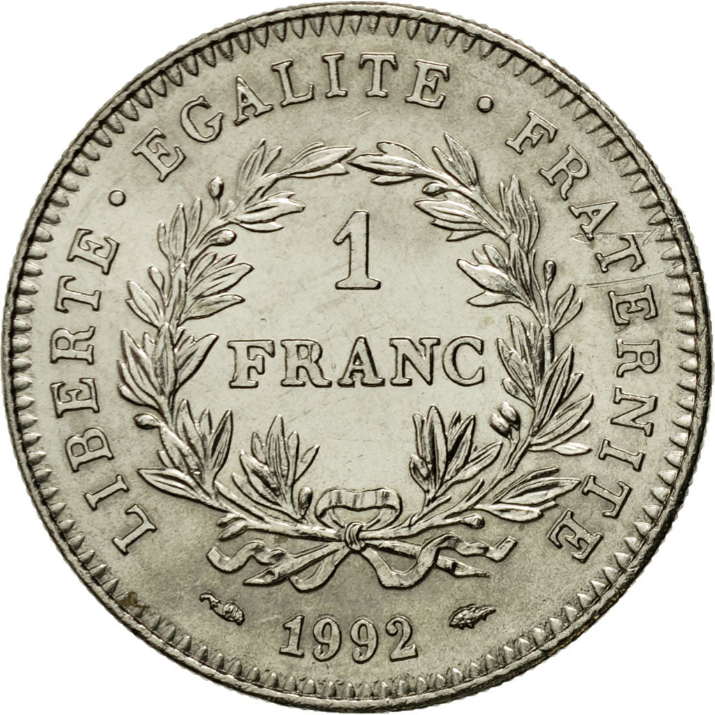 Coin, France, République, Franc, 1992, Paris, AU(55-58), Silver, KM:1005