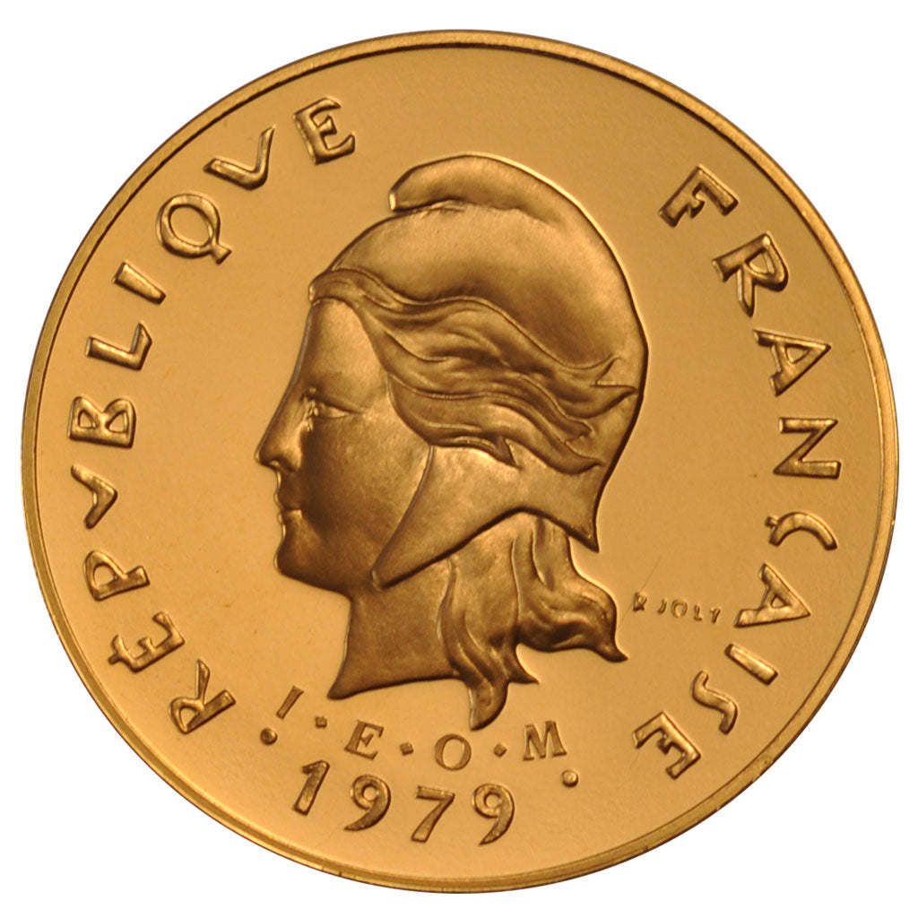 New Hebrides, 5 Francs, 1979, MS(65-70), Gold, Lecompte #21, 17.90