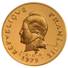 New Hebrides, 5 Francs, 1979, MS(65-70), Gold, Lecompte #21, 17.90