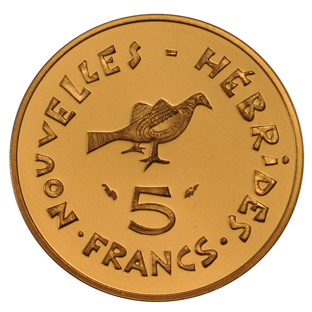 New Hebrides, 5 Francs, 1979, MS(65-70), Gold, Lecompte #21, 17.90