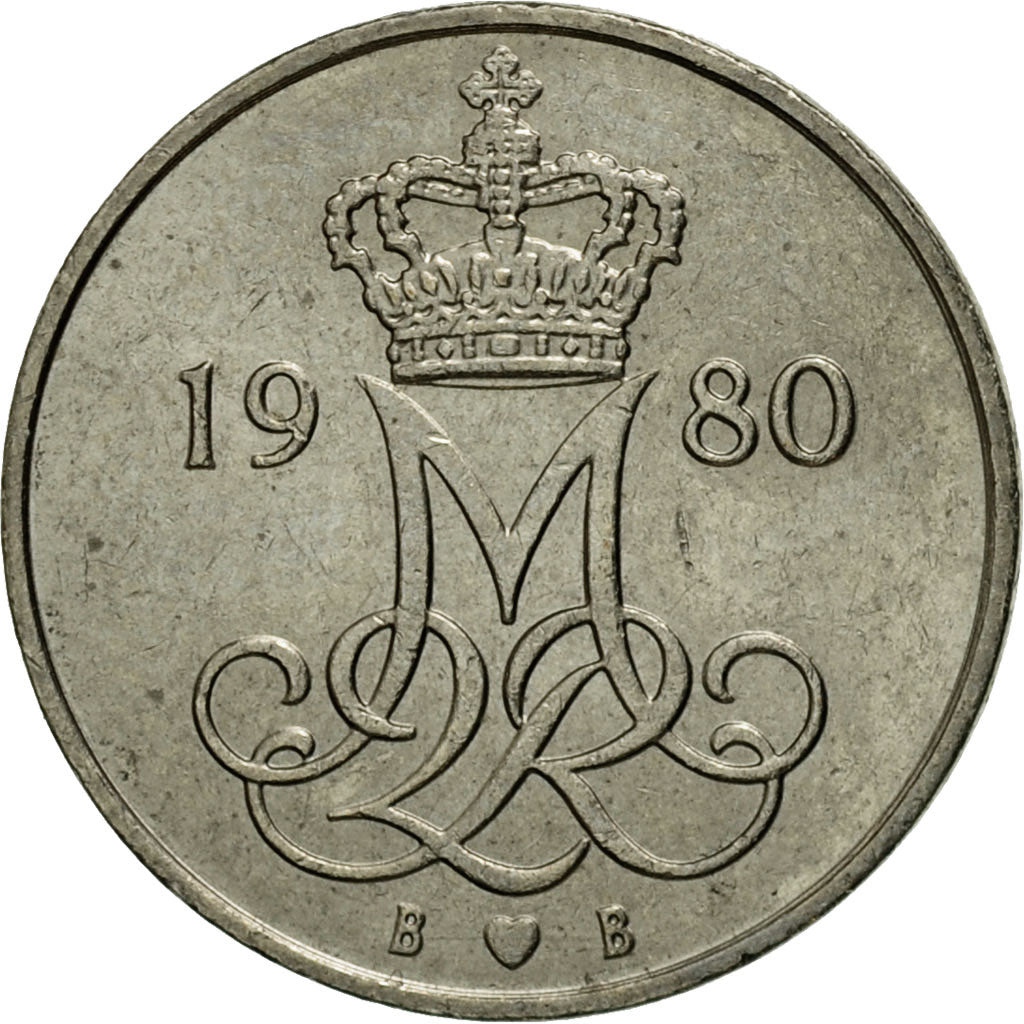 Coin, Denmark, Margrethe II, 10 Öre, 1980, Copenhagen, EF(40-45)