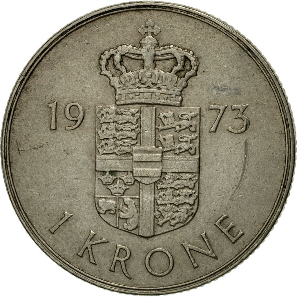 Münze, Dänemark, Margrethe II, Krone, 1973, Copenhagen, SS, Copper-nickel
