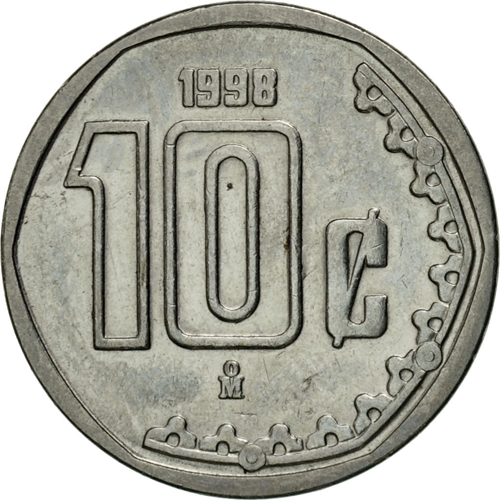 Moneta, Mexico, 10 Centavos, 1998, Mexico City, EF(40-45), Stal nierdzewna