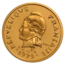 New Hebrides, 10 Francs, 1979, MS(65-70), Gold, Lecompte #34, 25.80