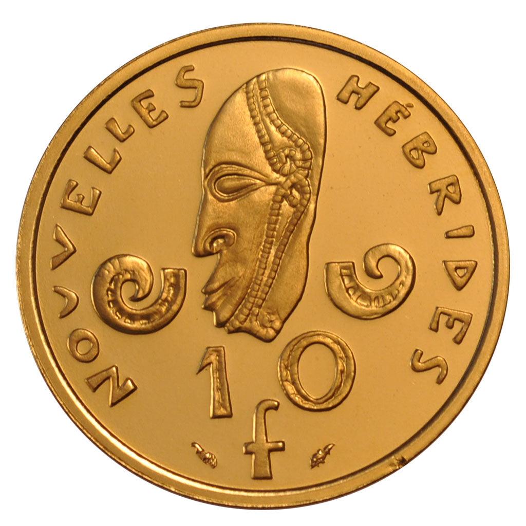New Hebrides, 10 Francs, 1979, MS(65-70), Gold, Lecompte #34, 25.80