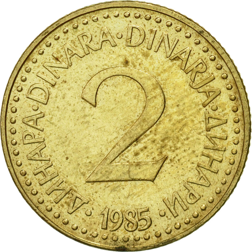 Monnaie, Yougoslavie, 2 Dinara, 1985, TTB, Nickel-brass, KM:87