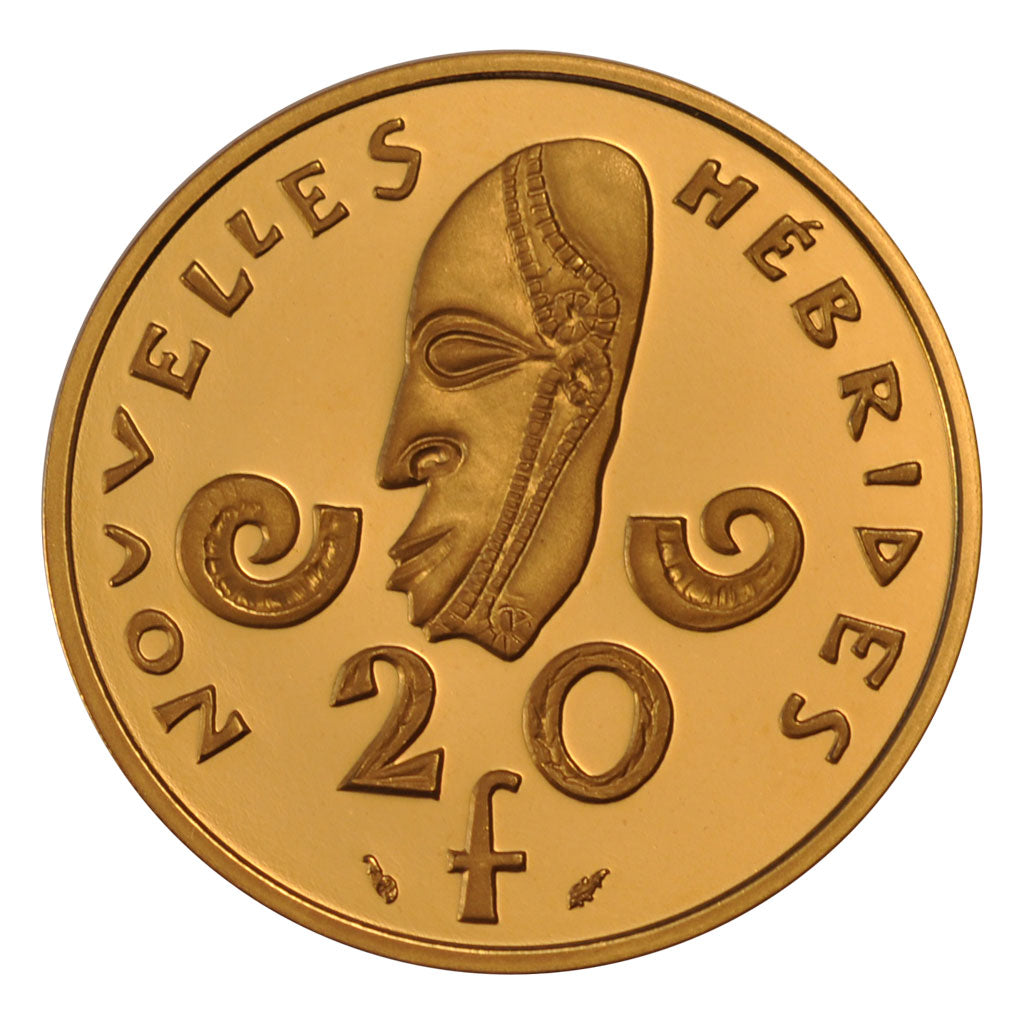 New Hebrides, 20 Francs, 1979, MS(65-70), Gold, Lecompte #47, 42.80