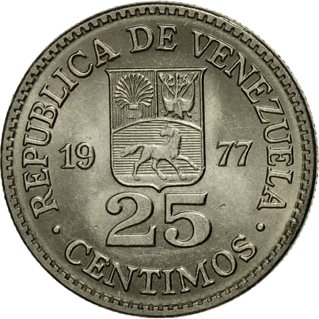 Münze, Venezuela, 25 Centimos, 1977, Werdohl, Vereinigte Deutsche Metallwerke