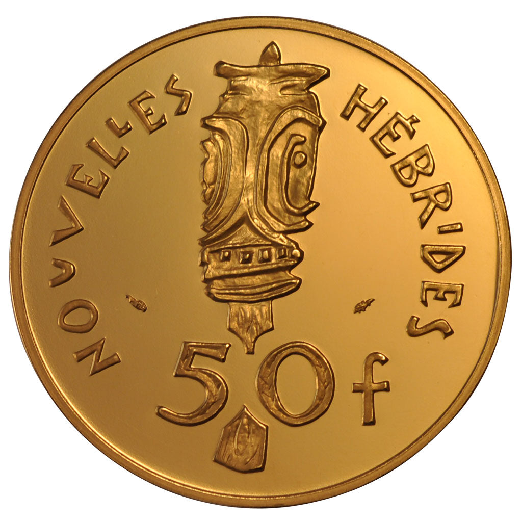 New Hebrides, 50 Francs, 1979, MS(65-70), Gold, Lecompte #53, 63.30