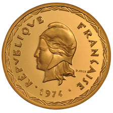 New Hebrides, 100 Francs, 1974, MS(65-70), Gold, Lecompte #60, 91.10