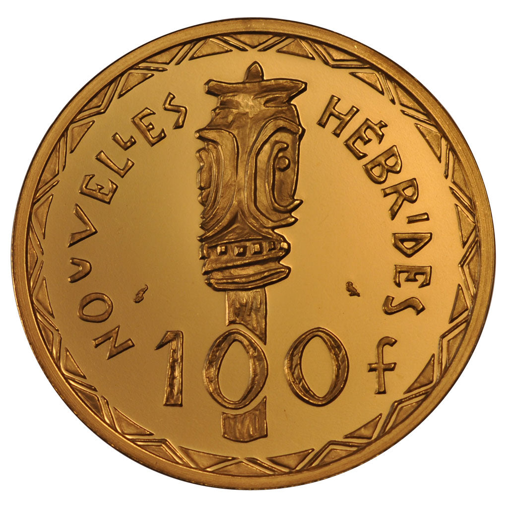 New Hebrides, 100 Francs, 1974, MS(65-70), Gold, Lecompte #60, 91.10