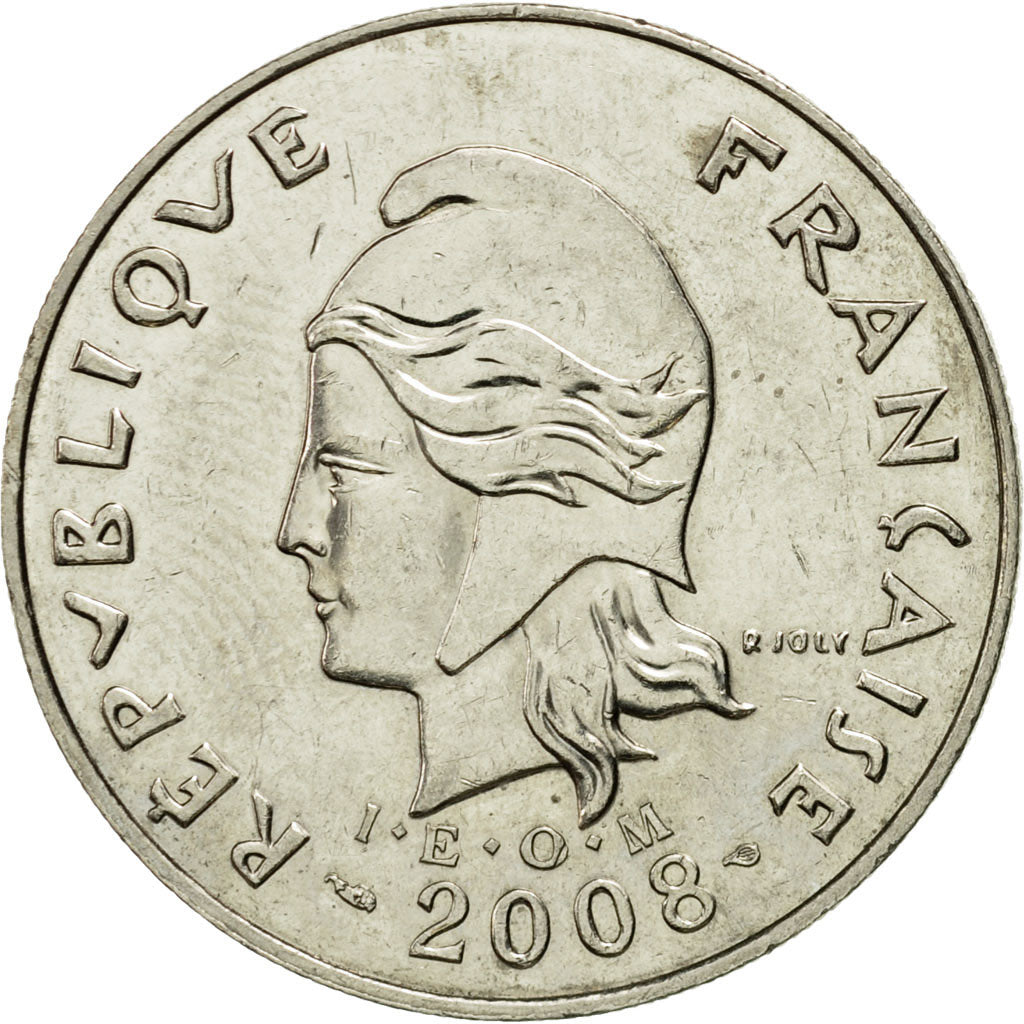Coin, French Polynesia, 20 Francs, 2008, Paris, AU(55-58), Copper-nickel, KM:9a