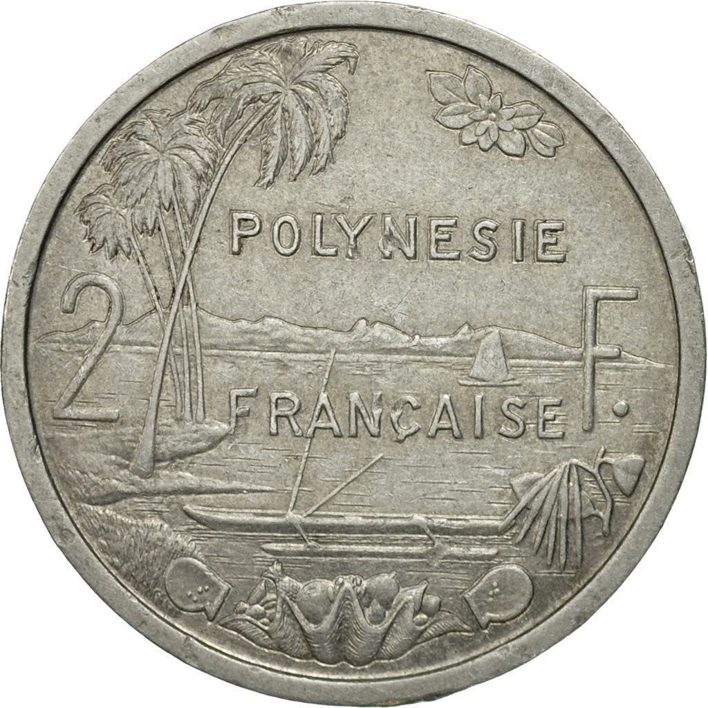 Moneta, Polinezja Francuska, 2 Francs, 1965, Paris, EF(40-45), Aluminium, KM:3