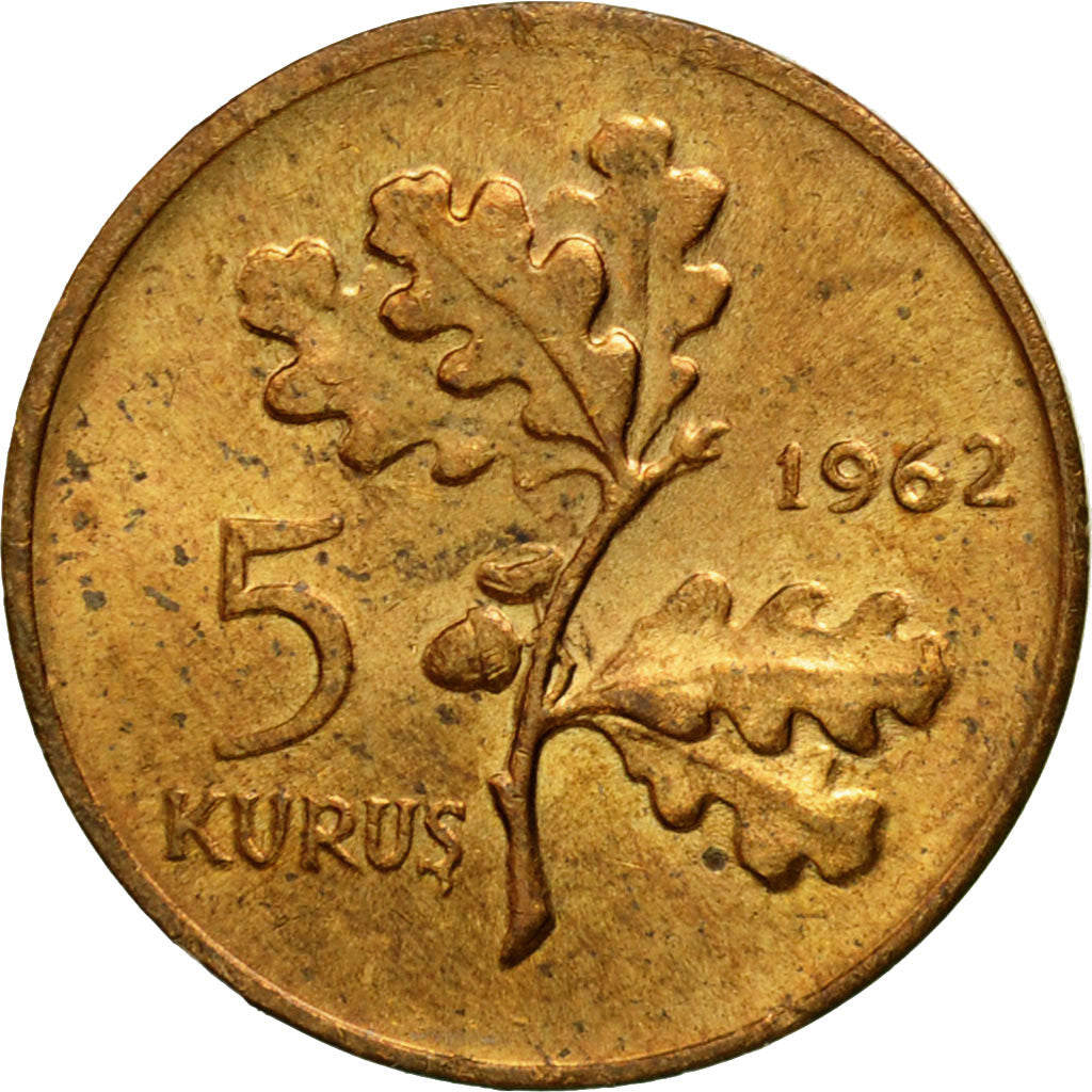 Münze, Türkei, 5 Kurus, 1962, SS, Bronze, KM:890.1