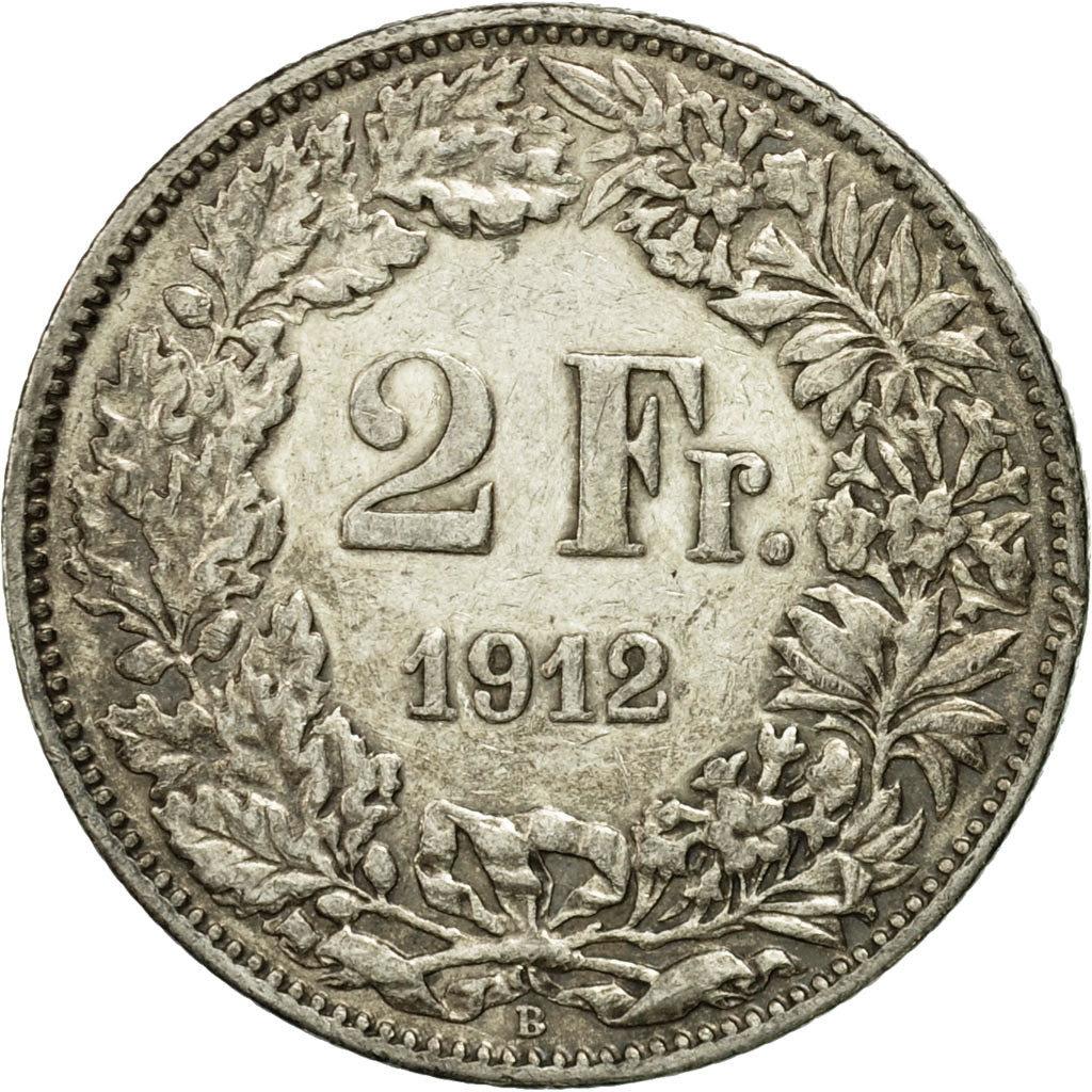 Coin, Switzerland, 2 Francs, 1912, Bern, EF(40-45), Silver, KM:21