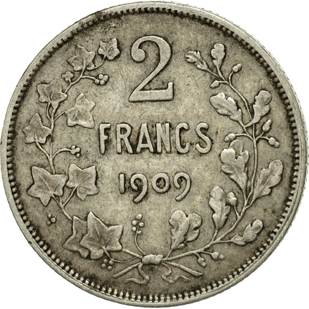 Coin, Belgium, 2 Francs, 2 Frank, 1909, EF(40-45), Silver, KM:58.1