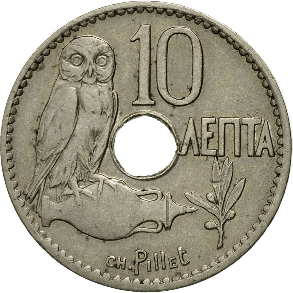 Coin, Greece, George I, 10 Lepta, 1912, EF(40-45), Nickel, KM:63