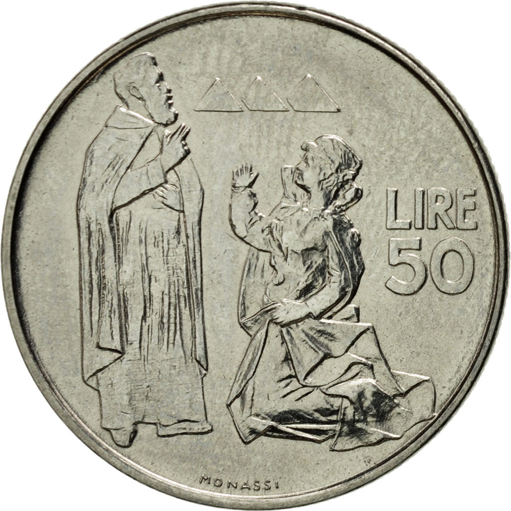 Coin, San Marino, 50 Lire, 1972, Rome, AU(55-58), Steel, KM:19