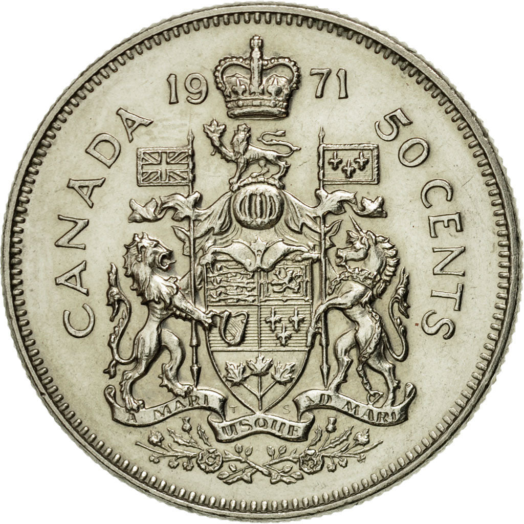 Coin, Canada, Elizabeth II, 50 Cents, 1971, Royal Canadian Mint, Ottawa