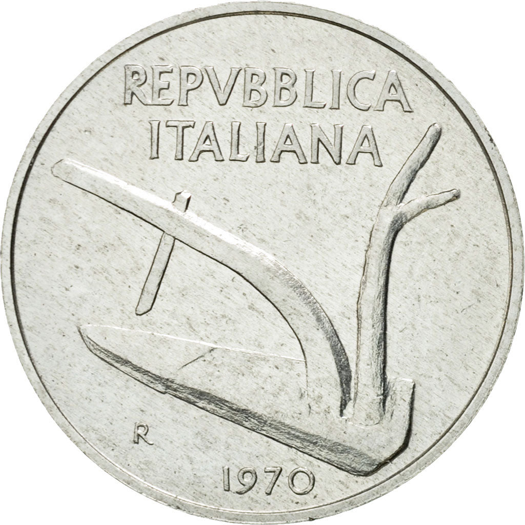 Coin, Italy, 10 Lire, 1970, Rome, EF(40-45), Aluminum, KM:93