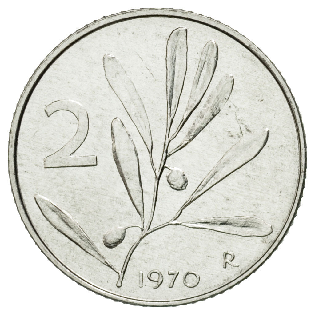 Coin, Italy, 2 Lire, 1970, Rome, EF(40-45), Aluminum, KM:94