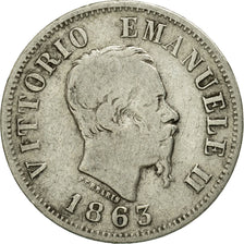 Moneta, Italia, Vittorio Emanuele II, 50 Centesimi, 1863, Milan, MB, Argento