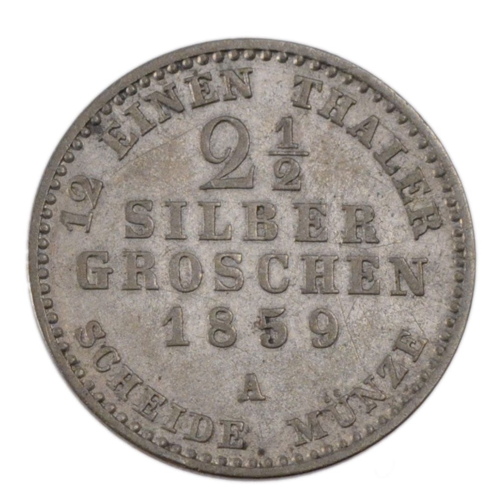 GERMAN STATES, 2-1/2 Silbergroschen, 1859, Berlin, KM #97, AU(50-53), Silver,...