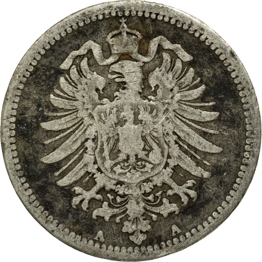 Coin, GERMANY - EMPIRE, Wilhelm I, 20 Pfennig, 1875, Berlin, VF(20-25), Silver