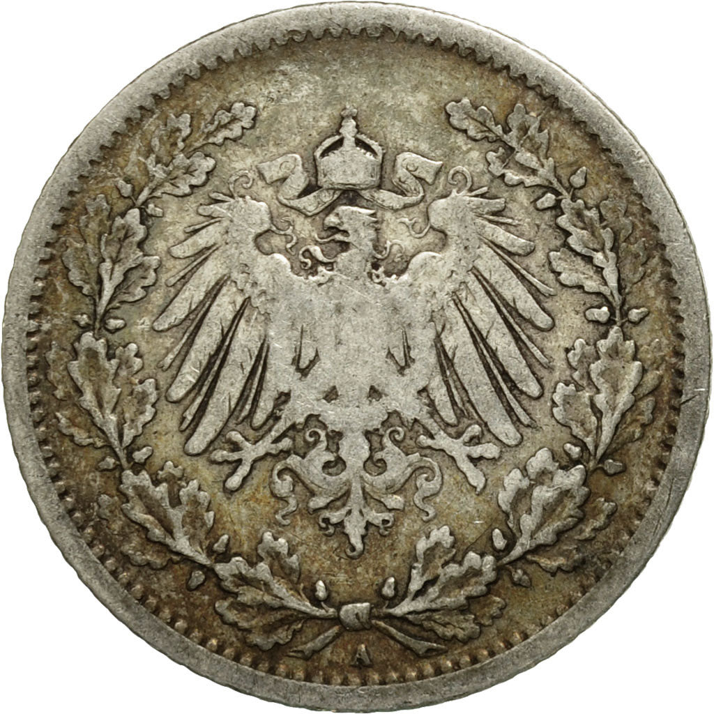 Moneta, GERMANIA - IMPERO, 1/2 Mark, 1906, Berlin, MB, Argento, KM:17