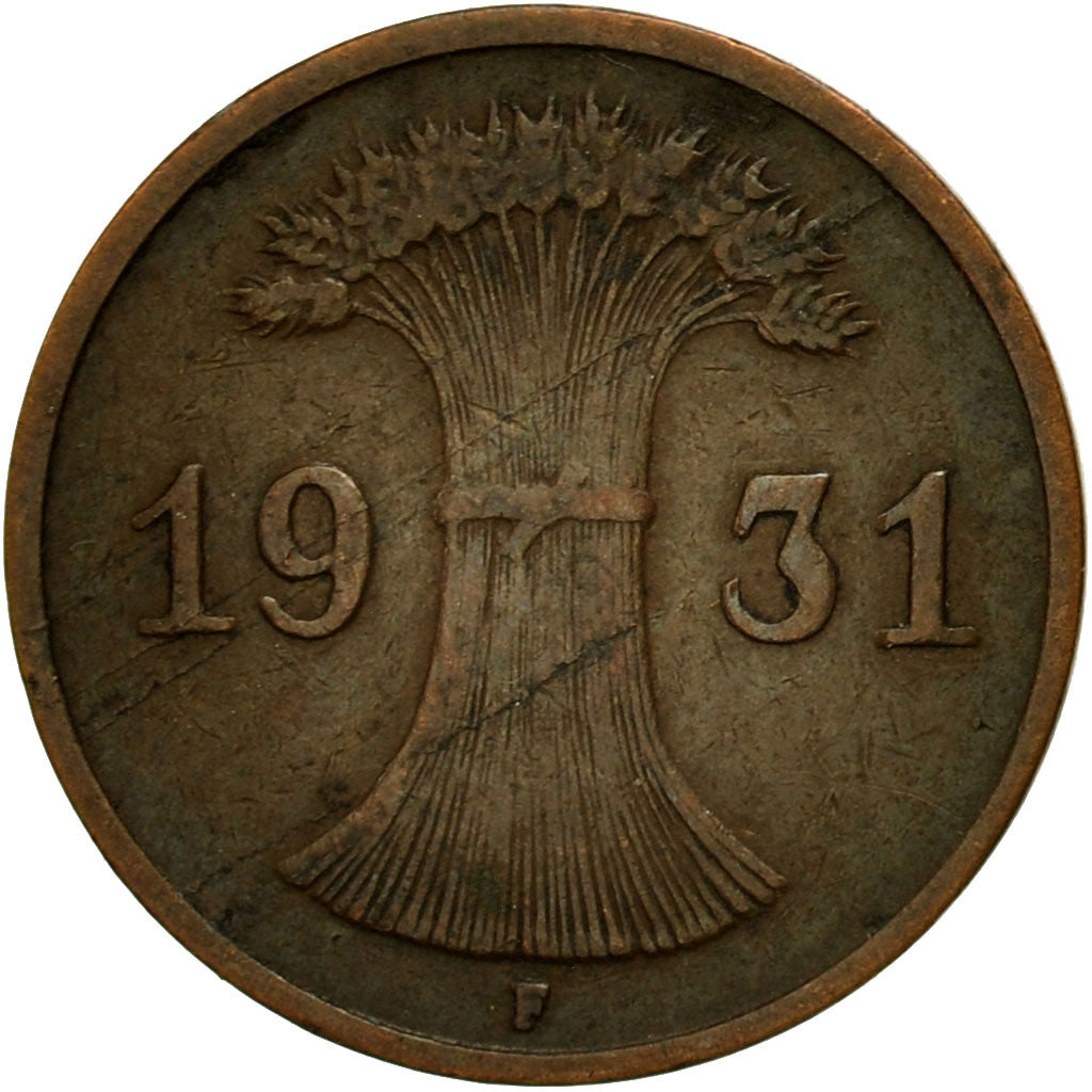 Munten, Duitsland, Weimarrepubliek, Reichspfennig, 1931, Stuttgart, ZF, Bronze