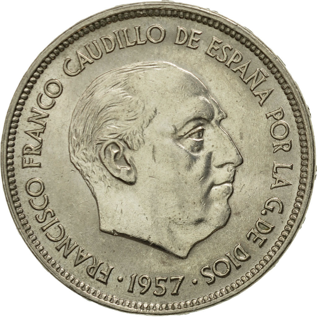 Coin, Spain, Caudillo and regent, 25 Pesetas, 1970, AU(55-58), Copper-nickel