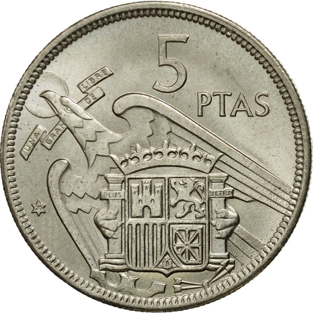 Moneta, Hiszpania, Caudillo and regent, 5 Pesetas, 1971, EF(40-45)