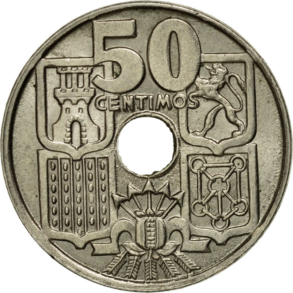 Coin, Spain, Francisco Franco, caudillo, 50 Centimos, 1965, AU(55-58)
