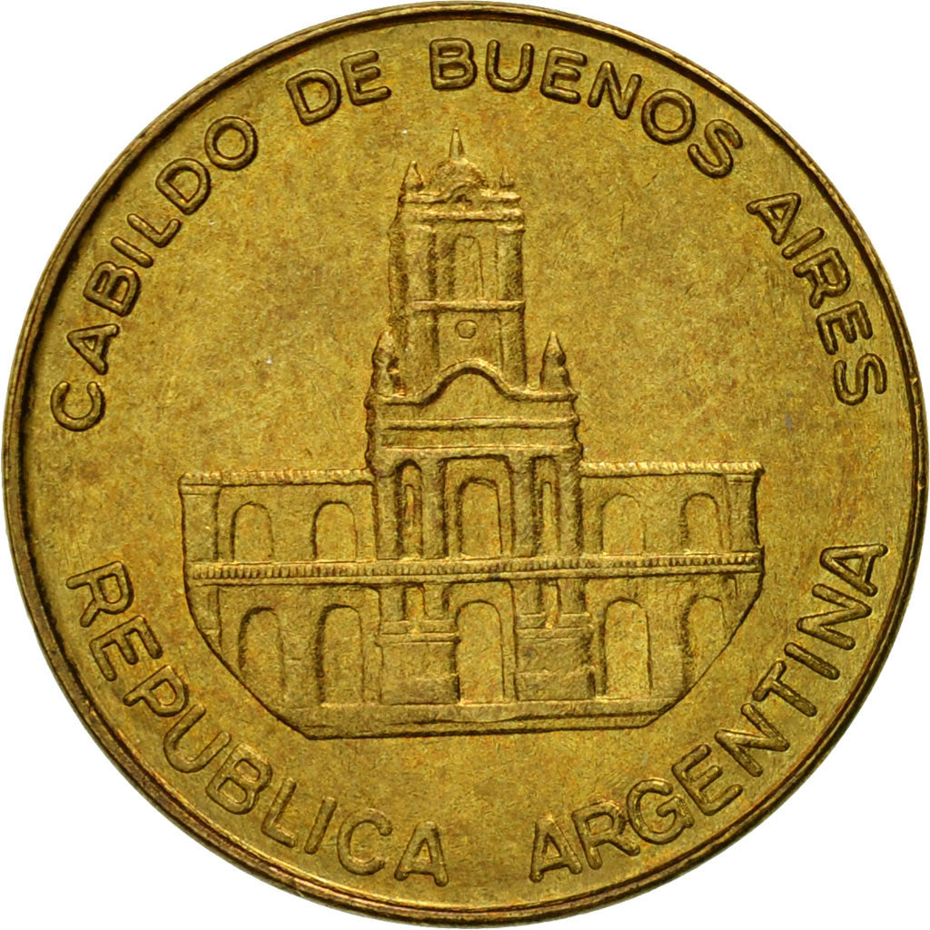 Coin, Argentina, 5 Pesos, 1985, EF(40-45), Brass, KM:92