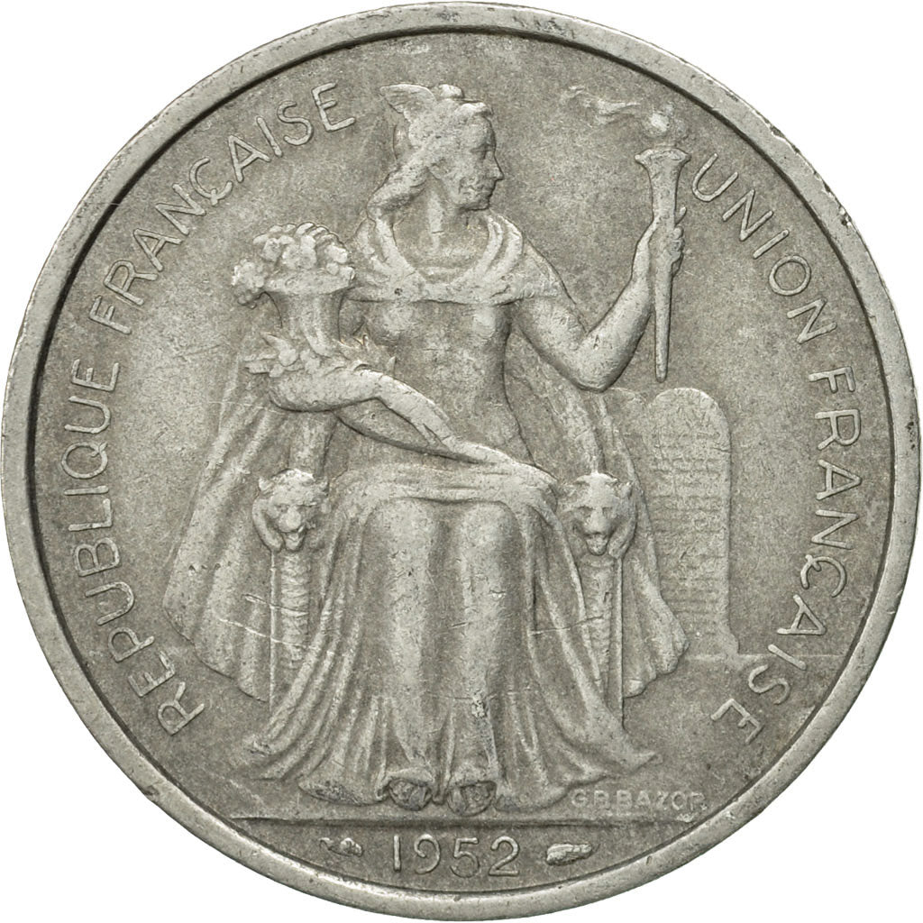 Monnaie, FRENCH OCEANIA, 5 Francs, 1952, TTB, Aluminium, KM:4