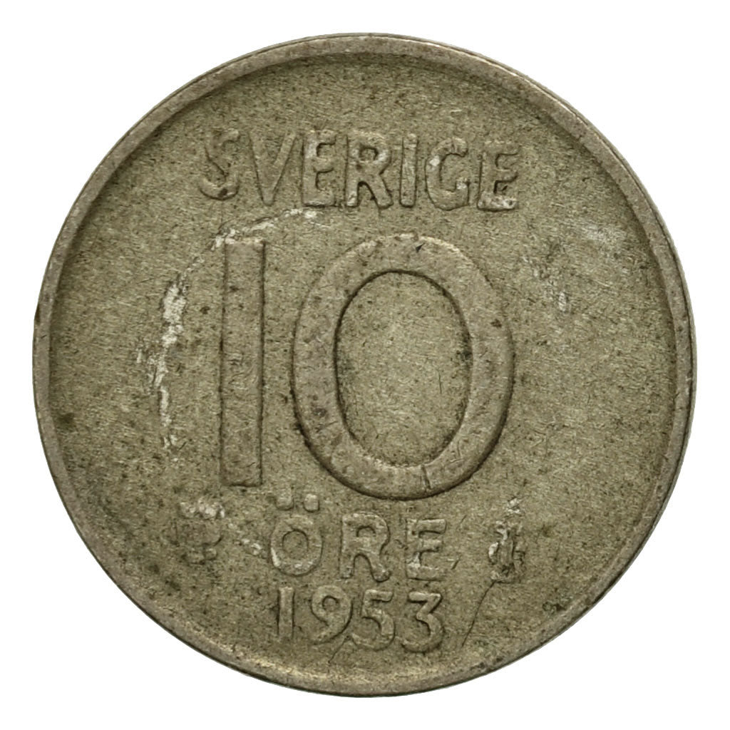 Coin, Sweden, Gustaf VI, 10 Öre, 1953, EF(40-45), Silver, KM:823