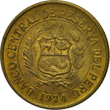 Moneda, Perú, 1/2 Sol, 1974, Lima, BC+, Latón, KM:260