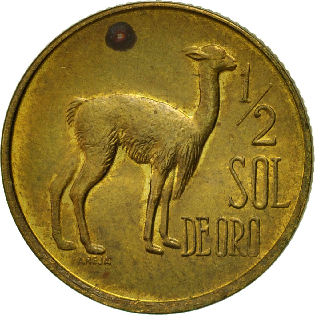 Coin, Peru, 1/2 Sol, 1974, Lima, VF(20-25), Brass, KM:260